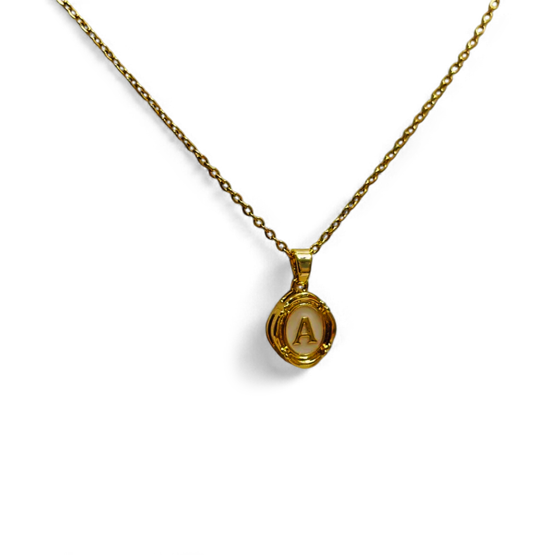 Enamel Initial Pendant Necklace