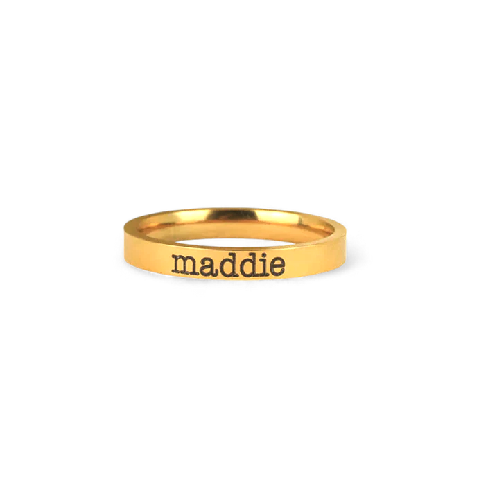 Engraved Stackable Name Ring | 3mm Band