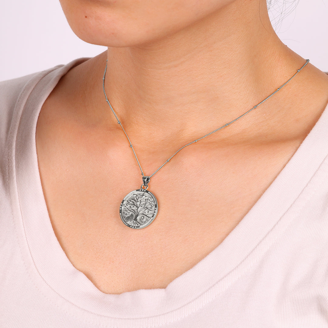 Tree of Life Vermeil Coin Pendant Necklace