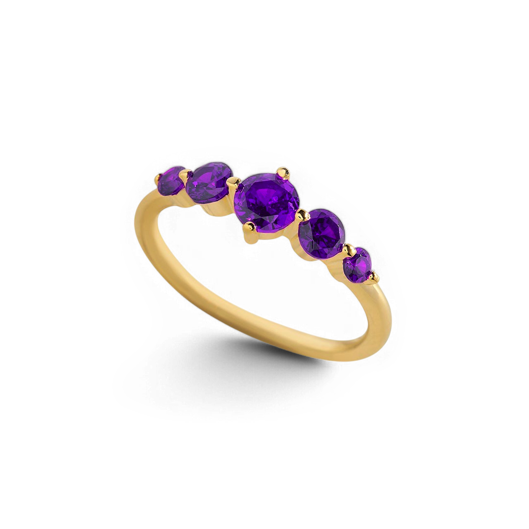 Five Stone Birthstone Statement Ring