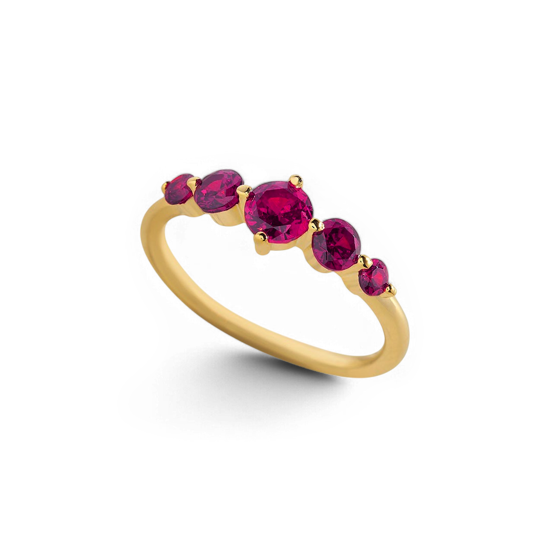 Five Stone Birthstone Statement Ring
