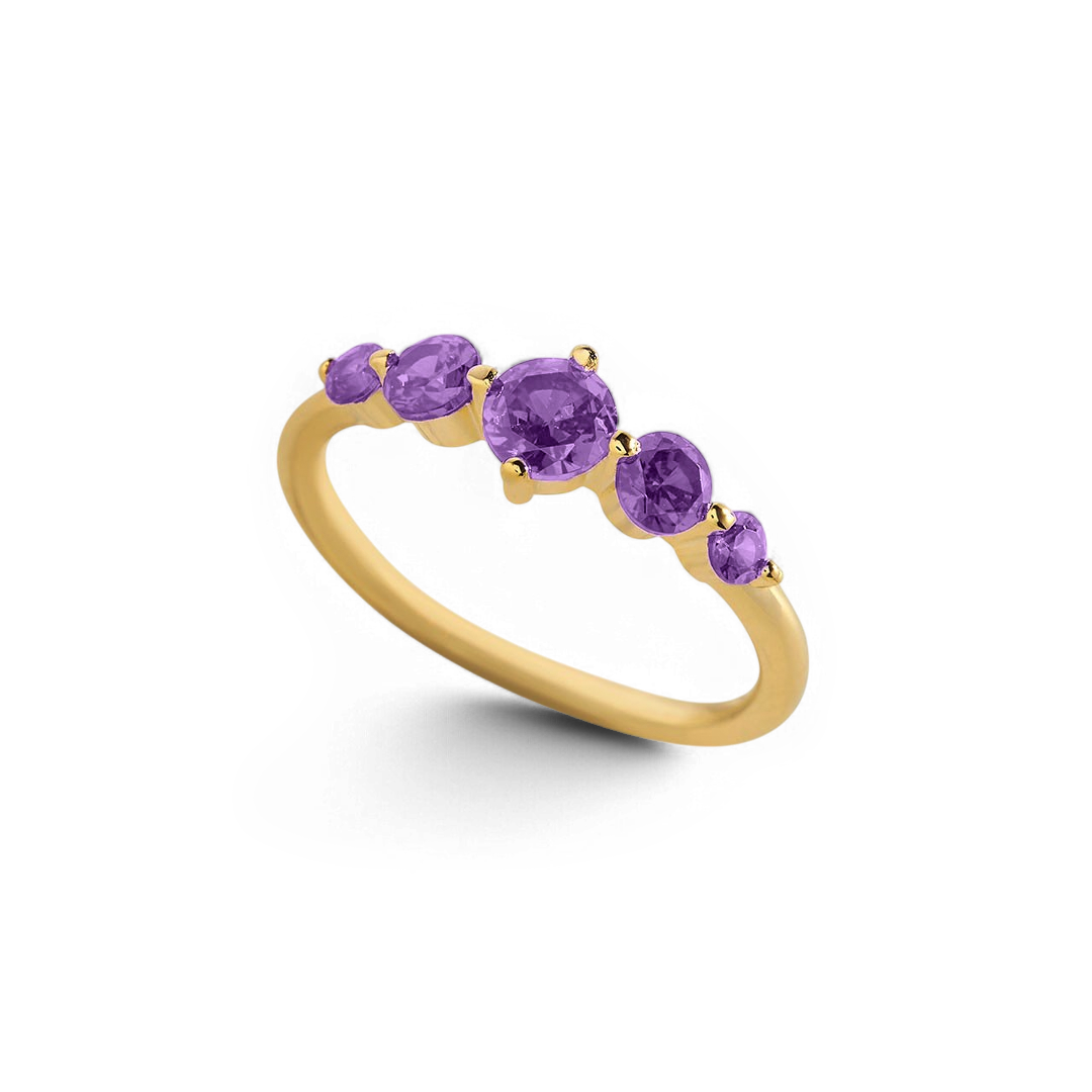 Five Stone Birthstone Statement Ring