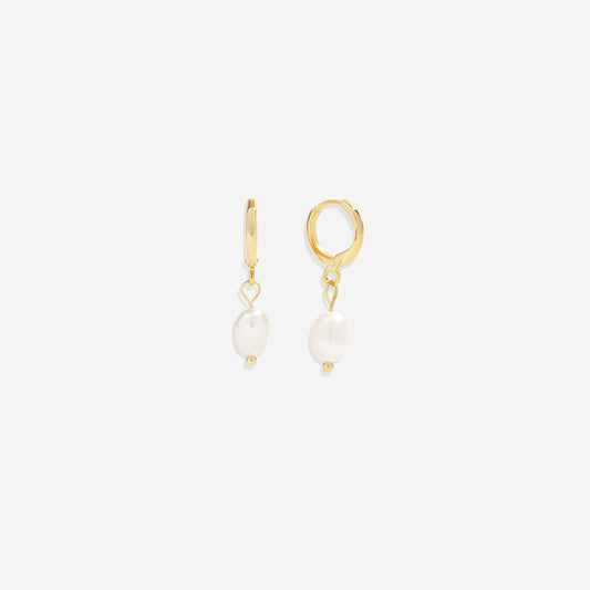 Freshwater Pearl Drop Huggie Earrings - Touch Bling