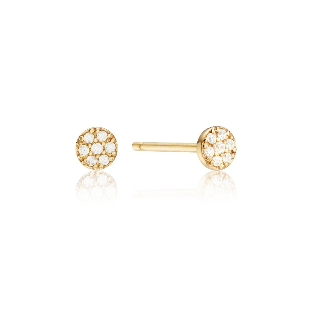 Goldfarbene Ohrstecker im Cluster-Kreis-Stil mit Diamanten