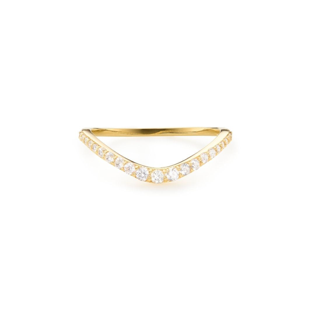 Anillo curvo de oro con diamantes