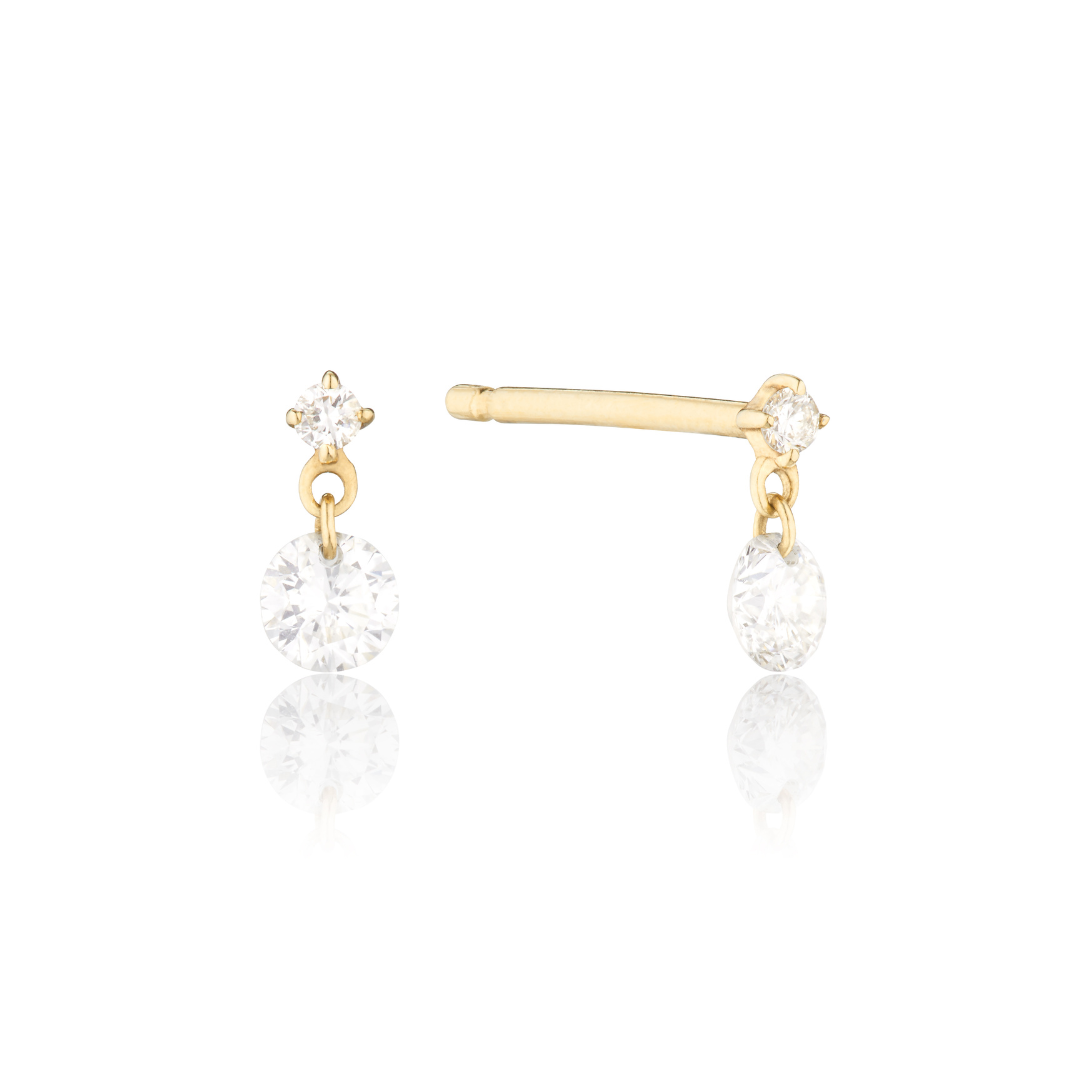 Pendientes colgantes de diamantes flotantes de oro