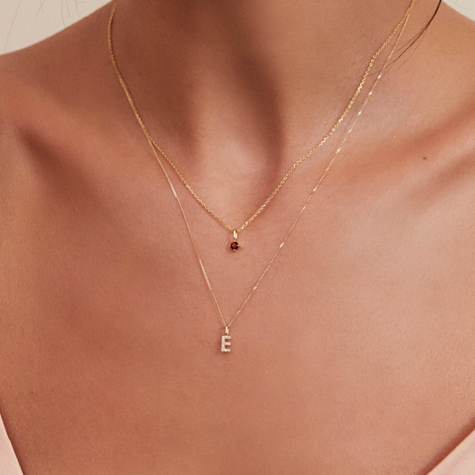Gold Small Birthstone Pendant Necklace