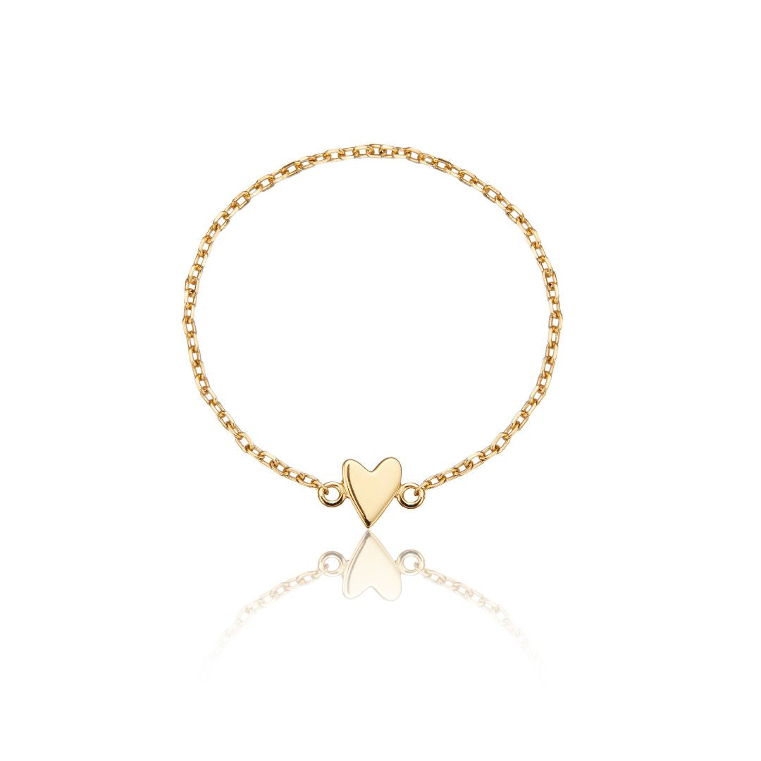 Anillo de cadena con corazón de oro