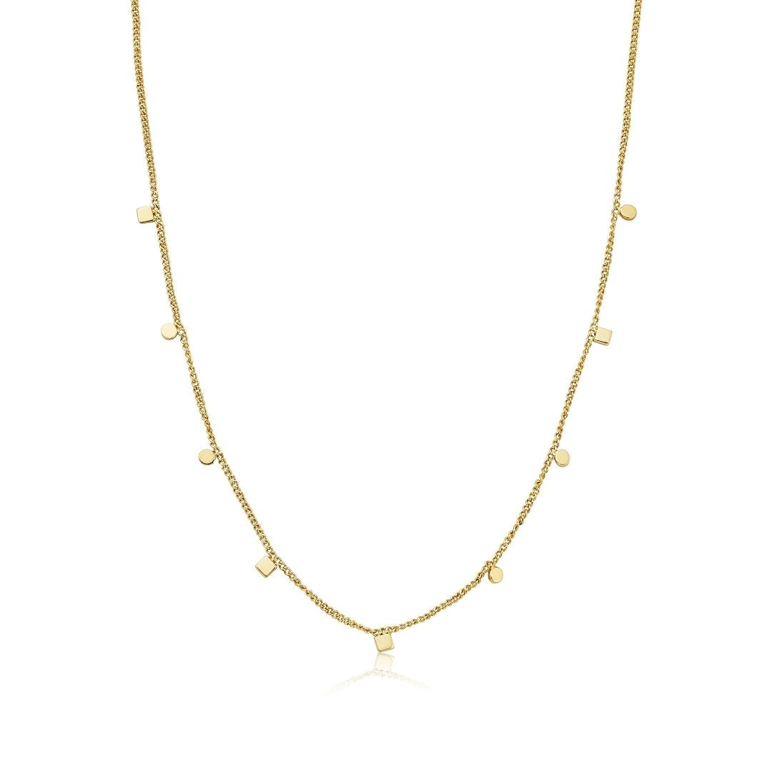 Goldene Halskette mit quadratischem und kreisförmigem Charm
