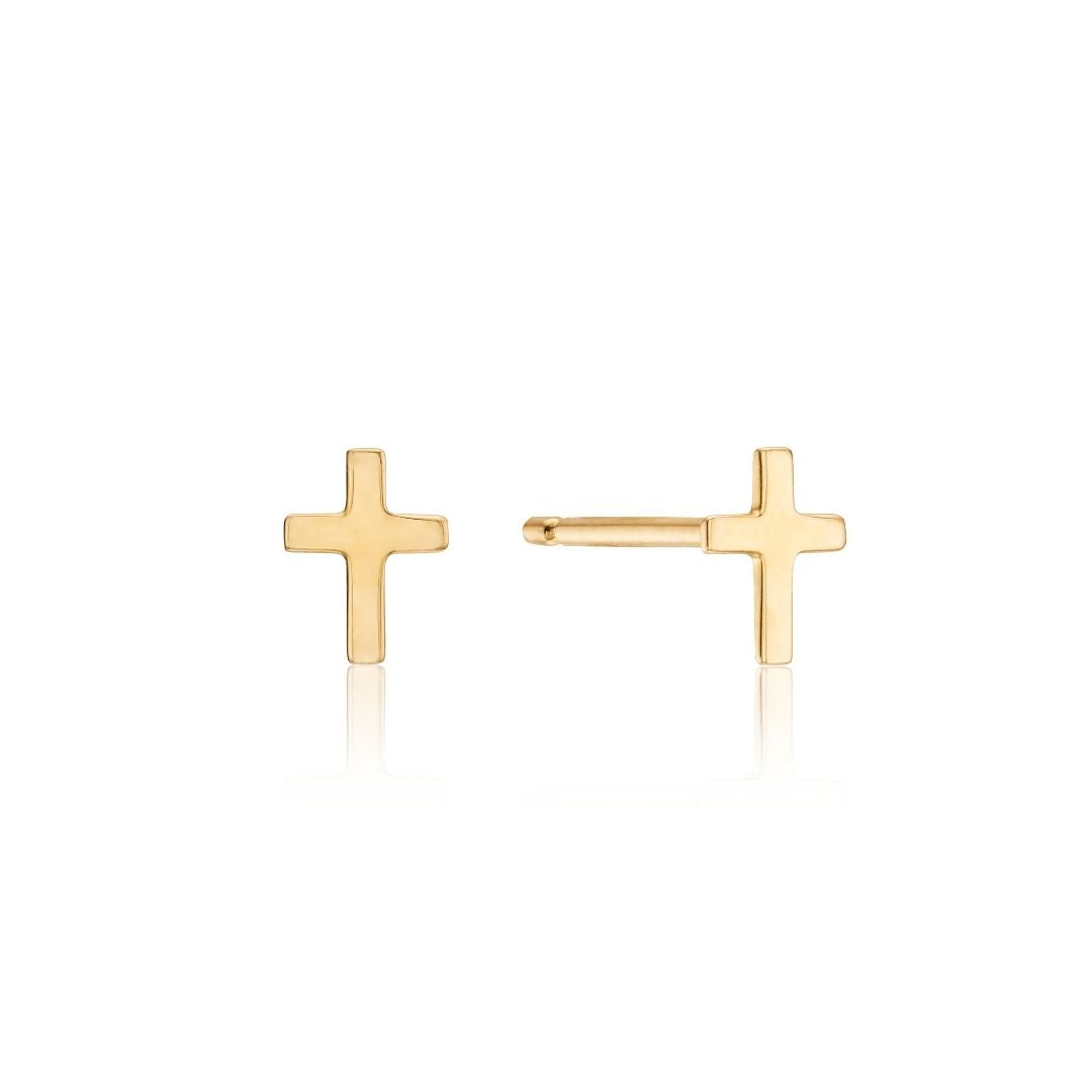 Pendientes de cruz pequeña de oro