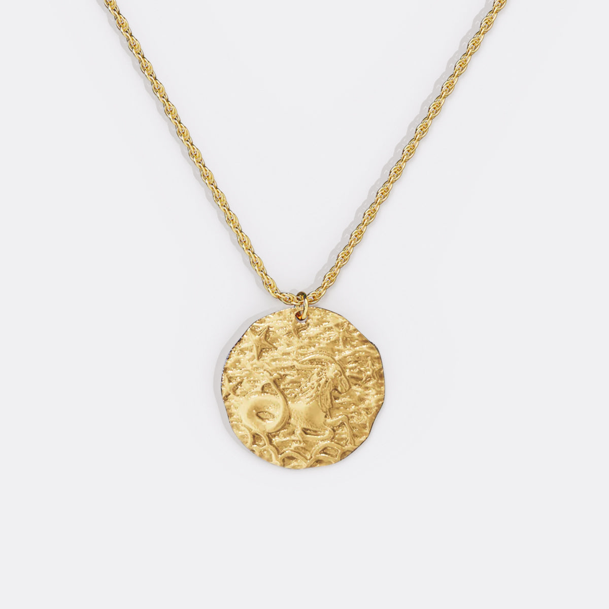 Hammered Gold Zodiac Pendant Necklace
