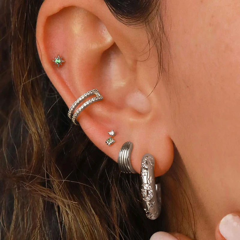 Mond und Sterne Kuppel Creolen