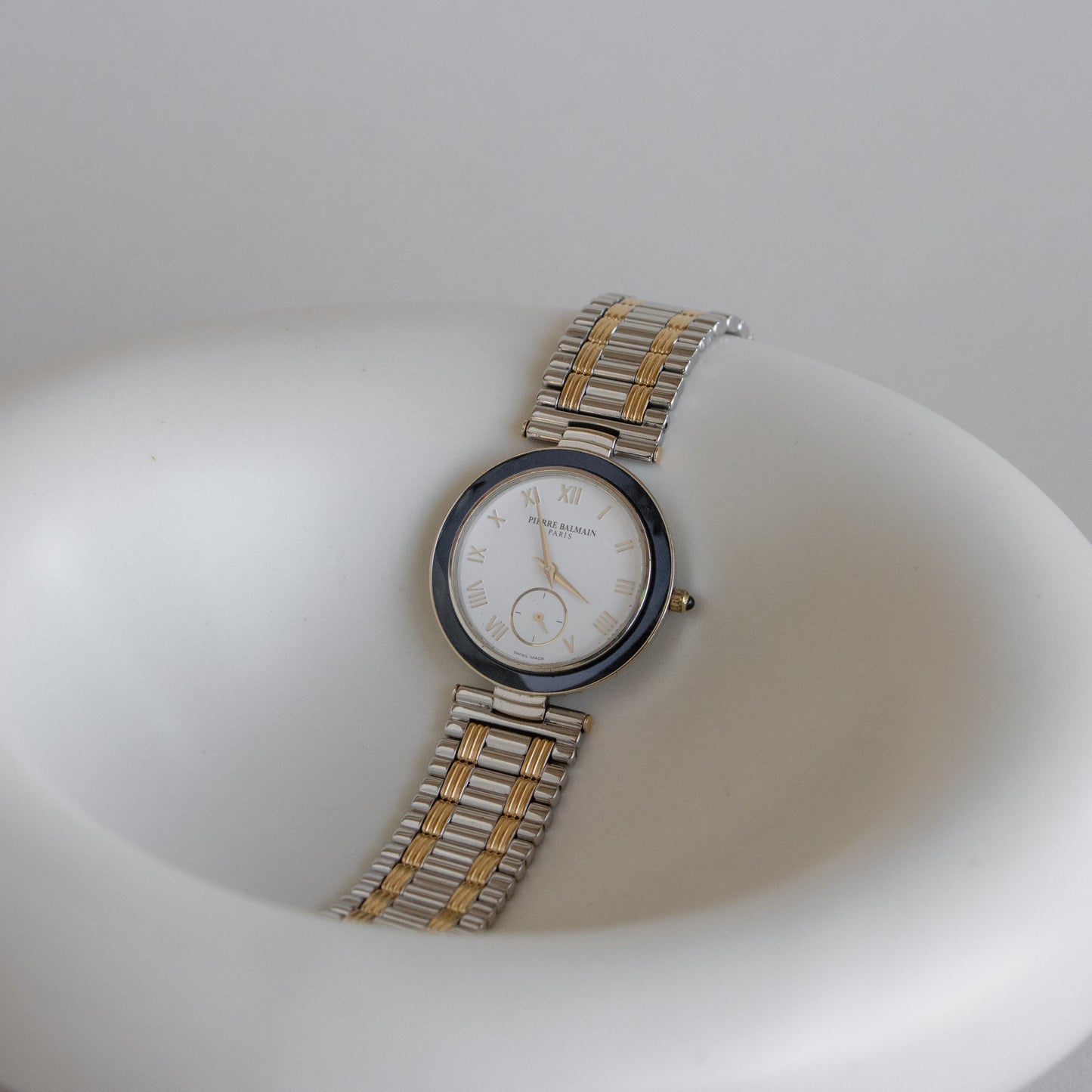 Vintage Pierre Balmain Swiss Bold Bezel Two Tone Watch