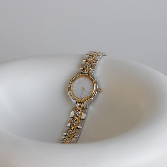 Reloj vintage Leonard Sandy redondo de dos tonos