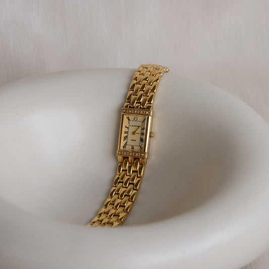 Reloj vintage Lancel rectangular dorado