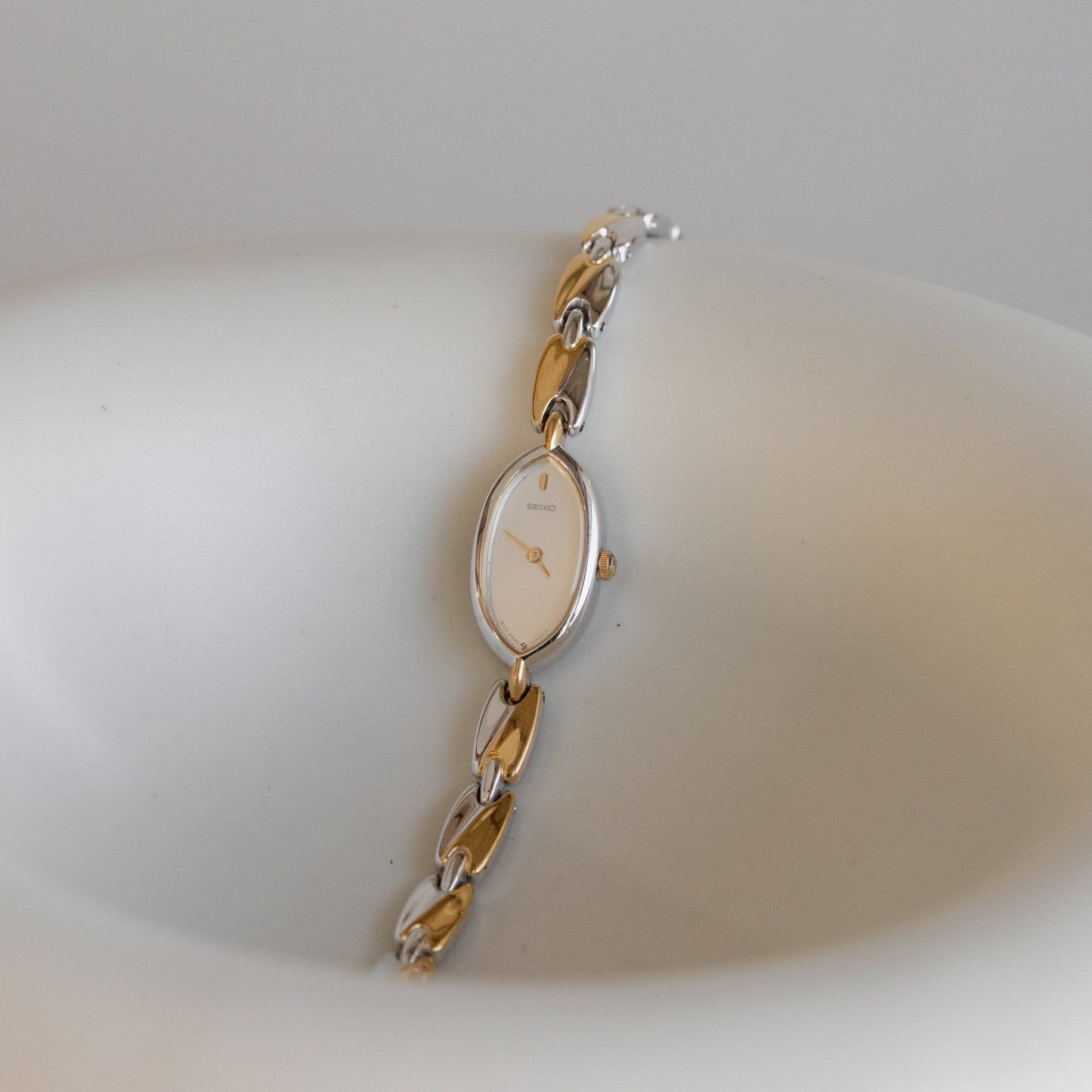 Vintage Skinny Oval Two Tone Watch
