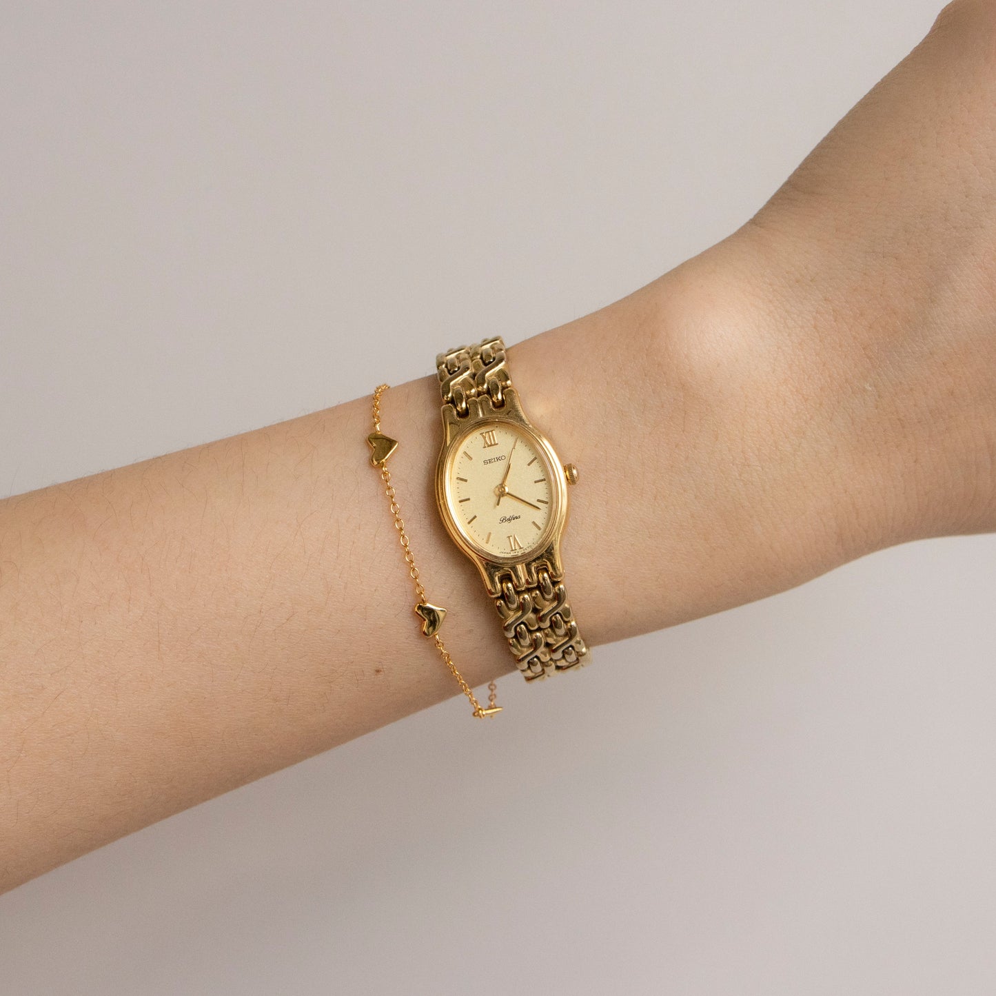 Vintage Seiko Oval Mesh Gold Watch