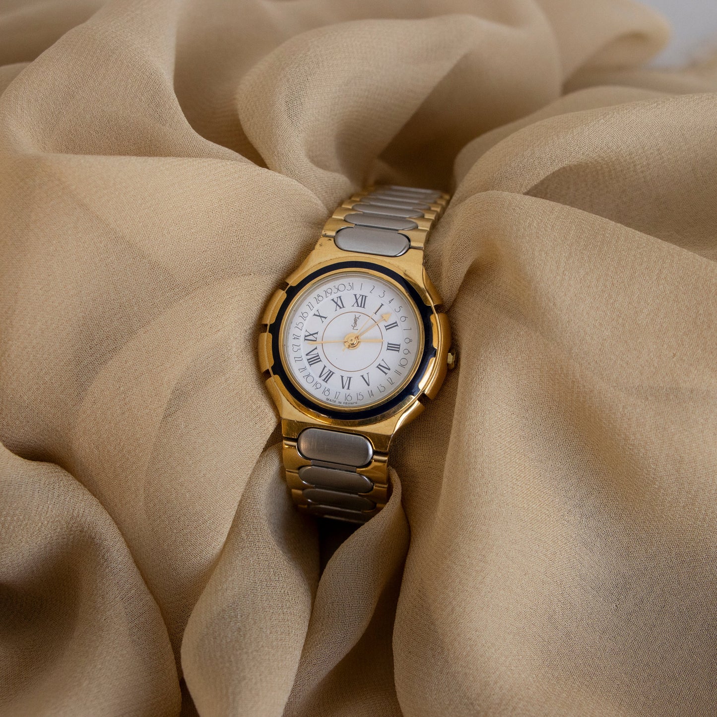 Vintage YSL Bold Round Two Tone Watch