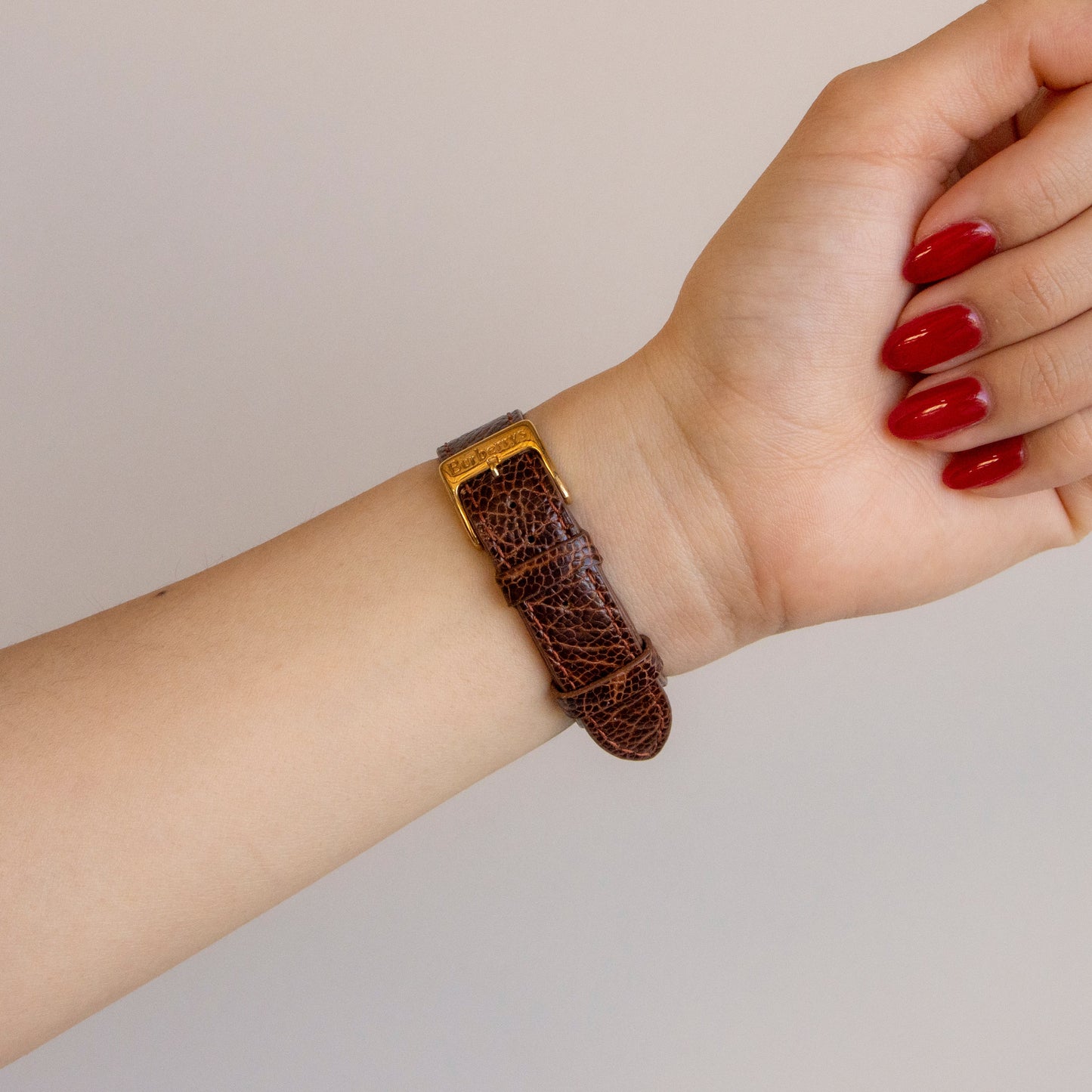 Vintage Burberrys Swiss Leather Strap Gold Watch