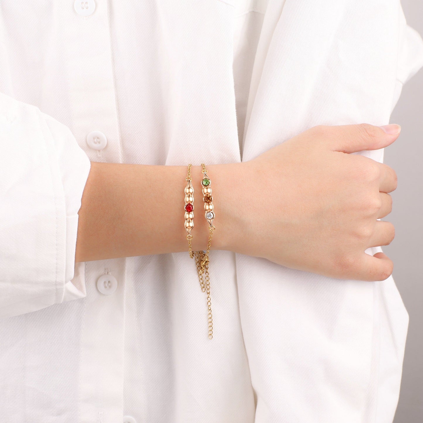 Erbsen in einer Schote Geburtssteinarmband