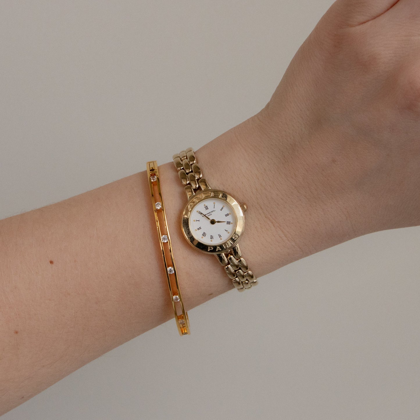 Vintage Lancel Round Light Gold Watch