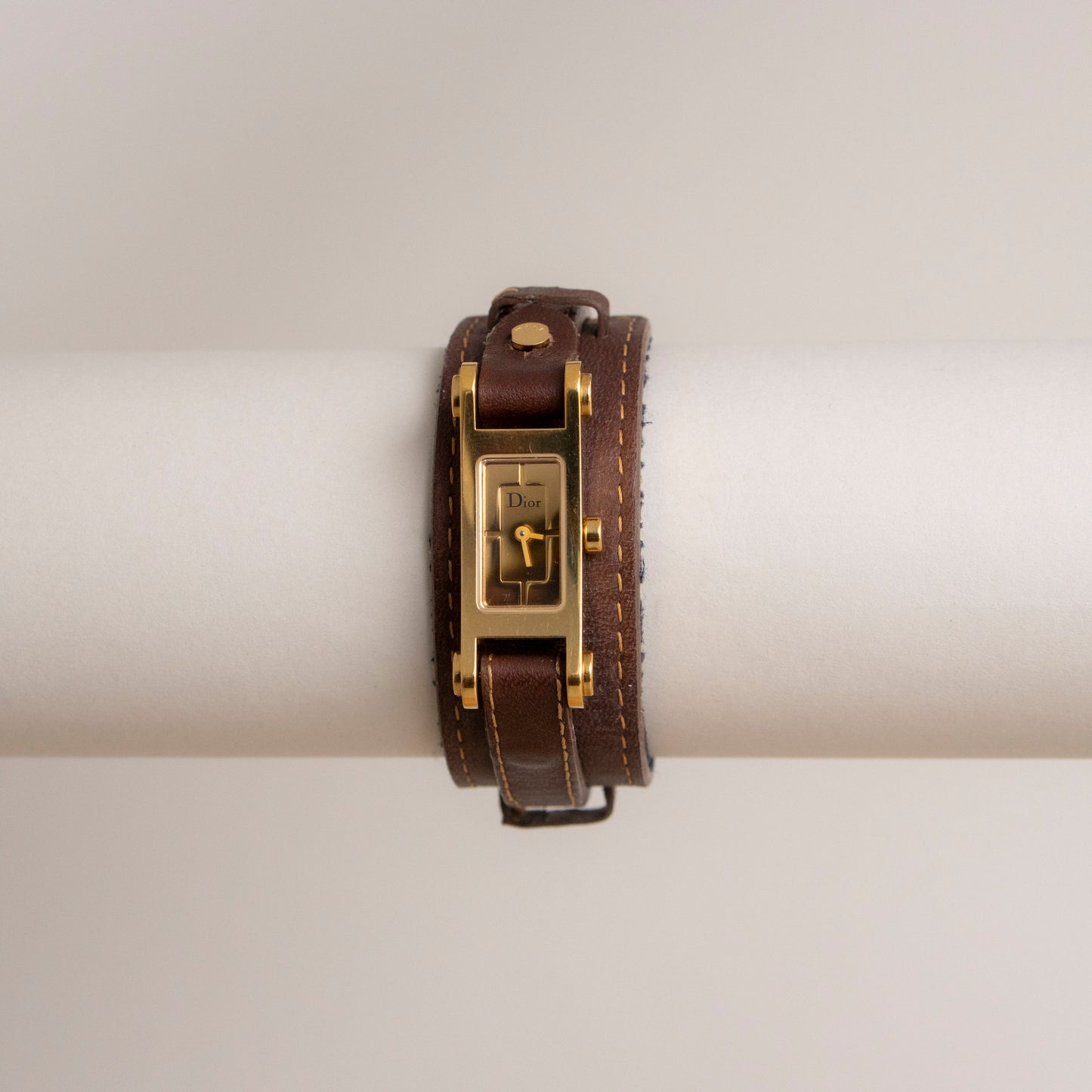 Vintage Christian Dior Swiss Leather Gold Watch