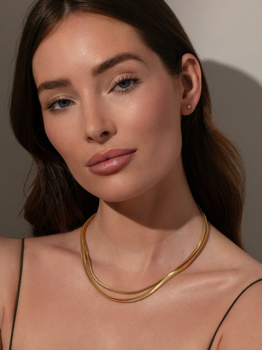 Collar de cadena de serpiente plana en capas