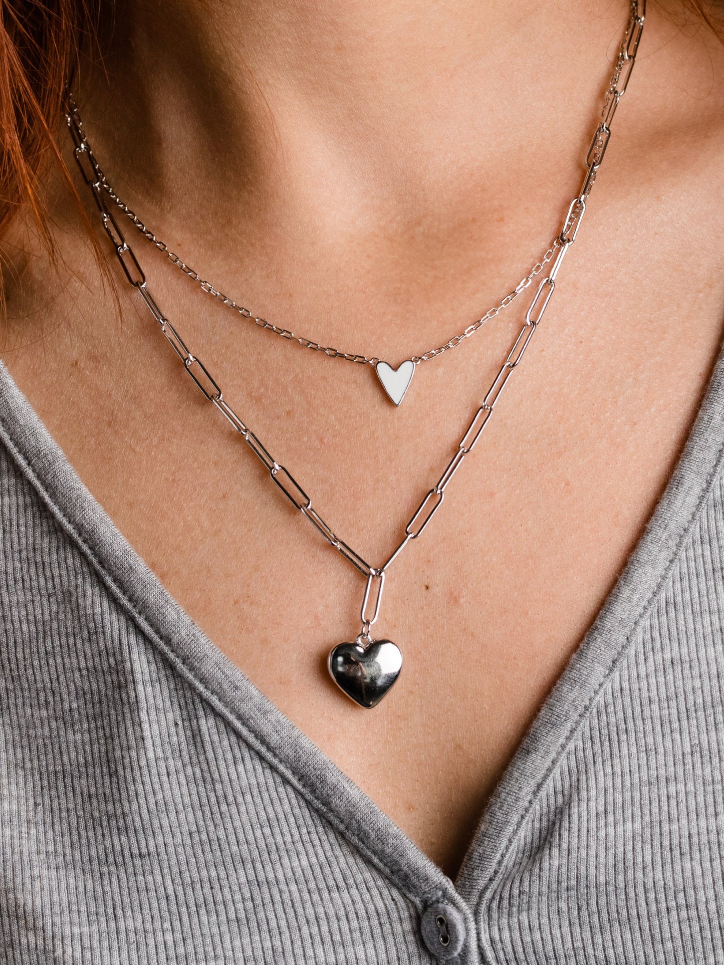 Collar con colgante de corazón hinchado