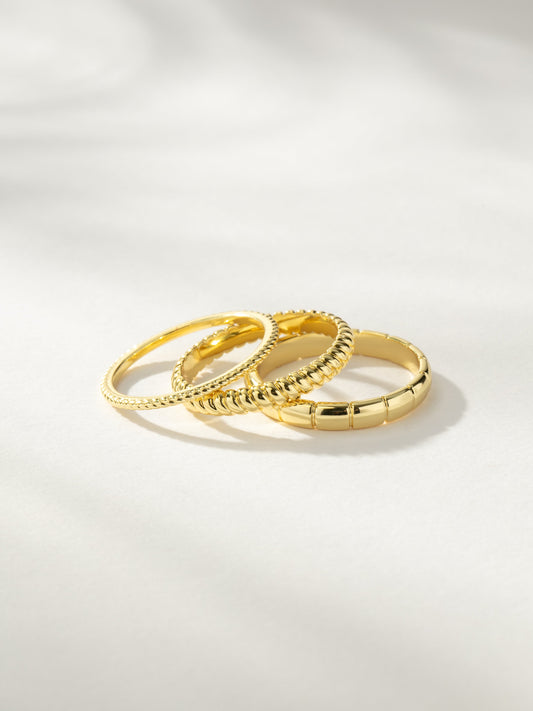 Vortex Textured Ring Stack (Set of 3)