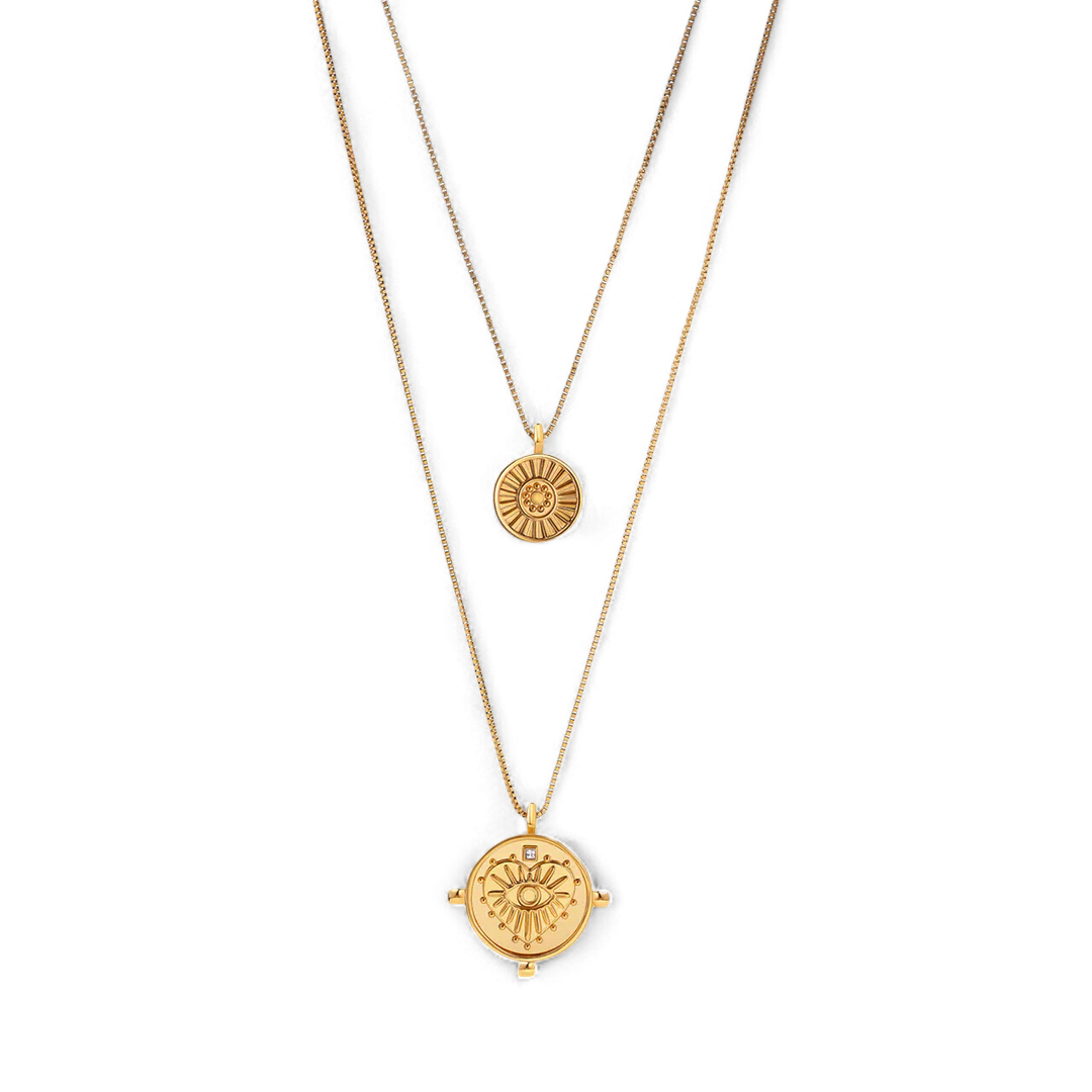 Layered Evil Eye Coin Necklace