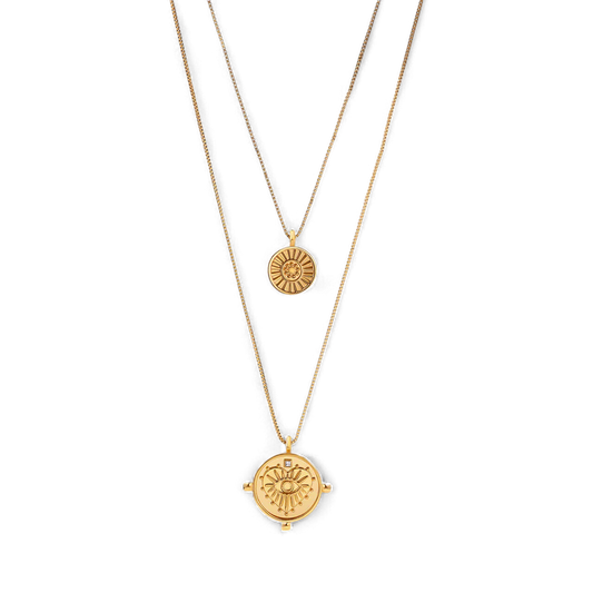 Layered Evil Eye Coin Necklace