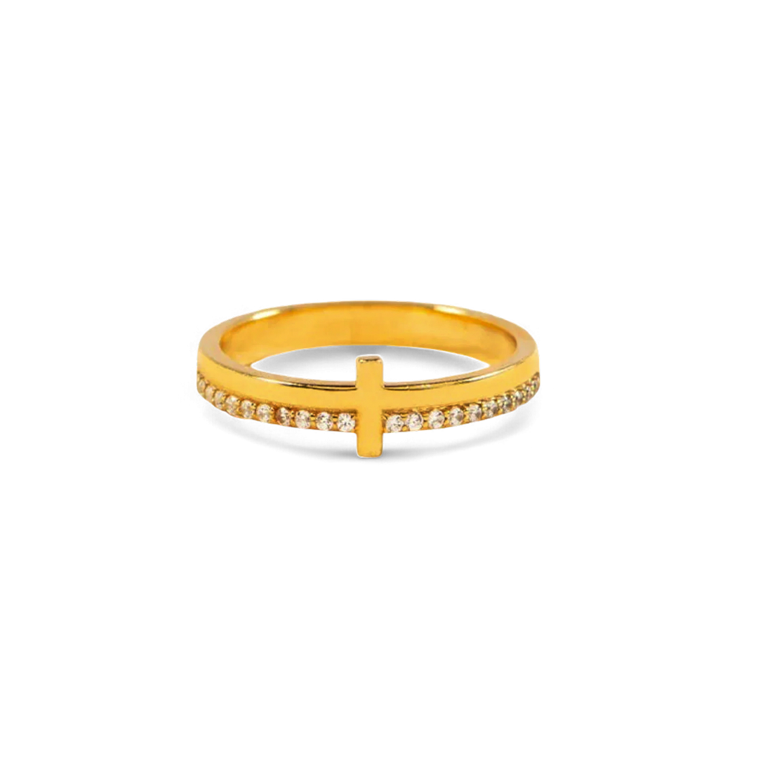 Let God Be In Control Golden Cross Ring