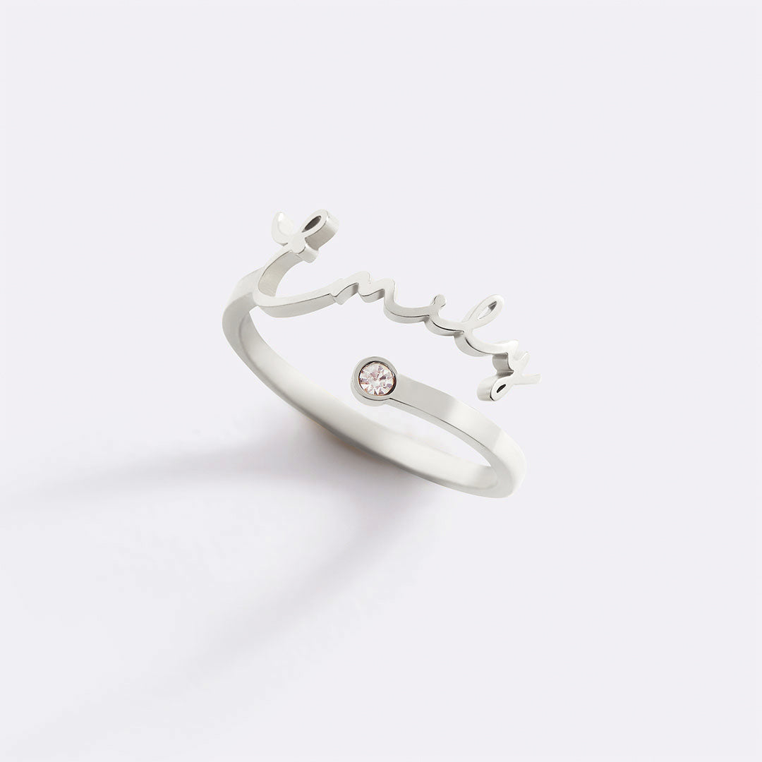 Custom Birthstone Name Ring