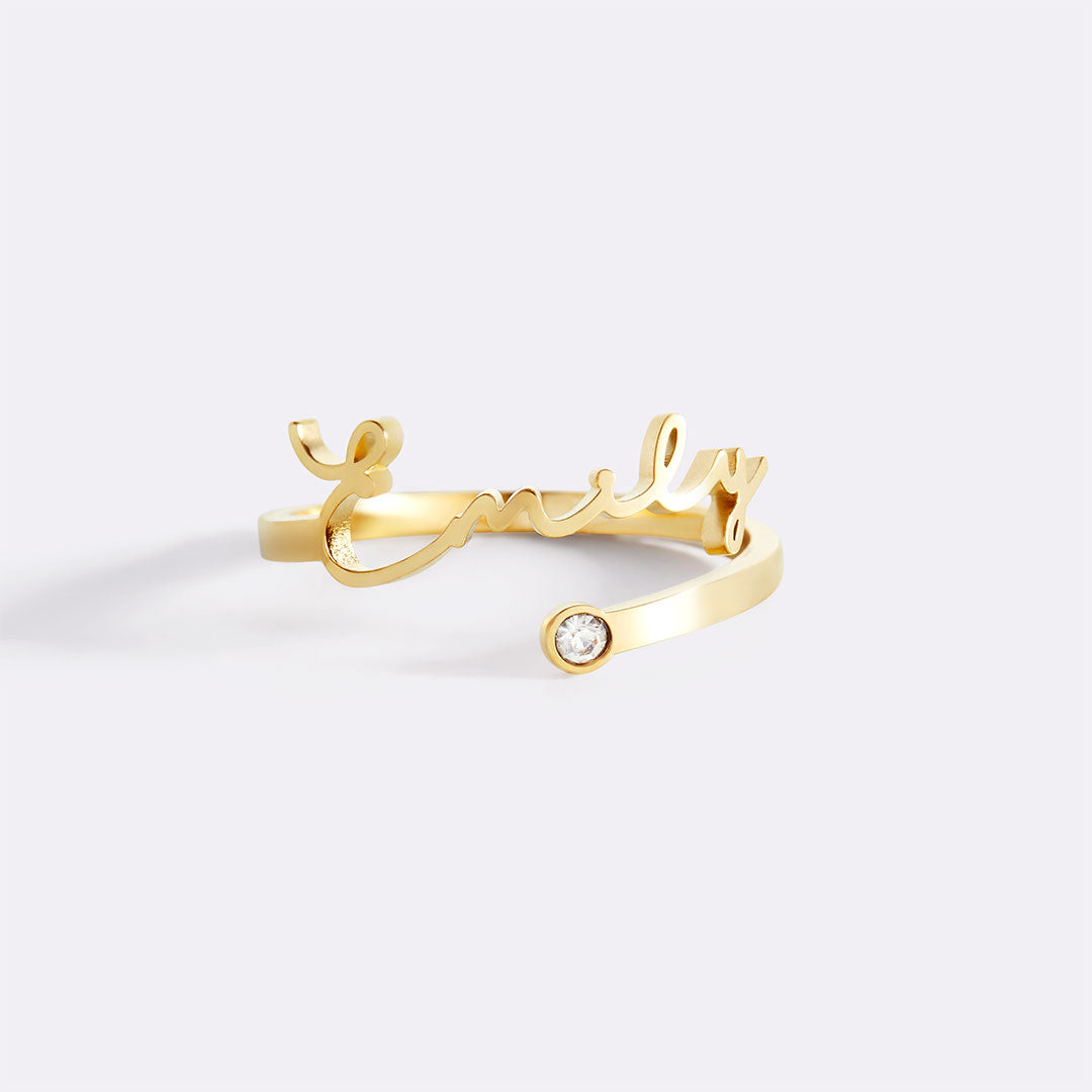 Custom Birthstone Name Ring