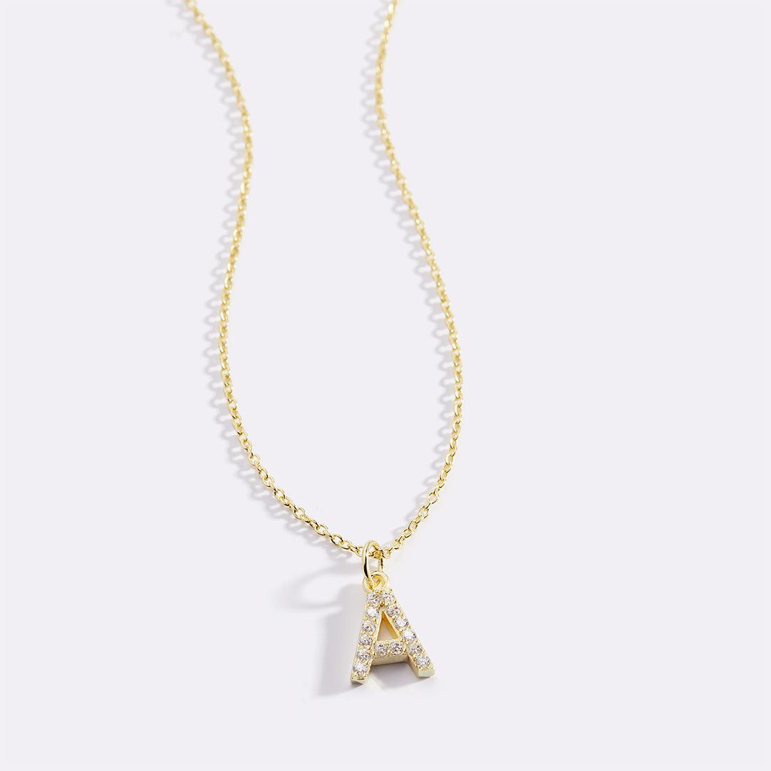 Pavé Uppercase Initial Necklace