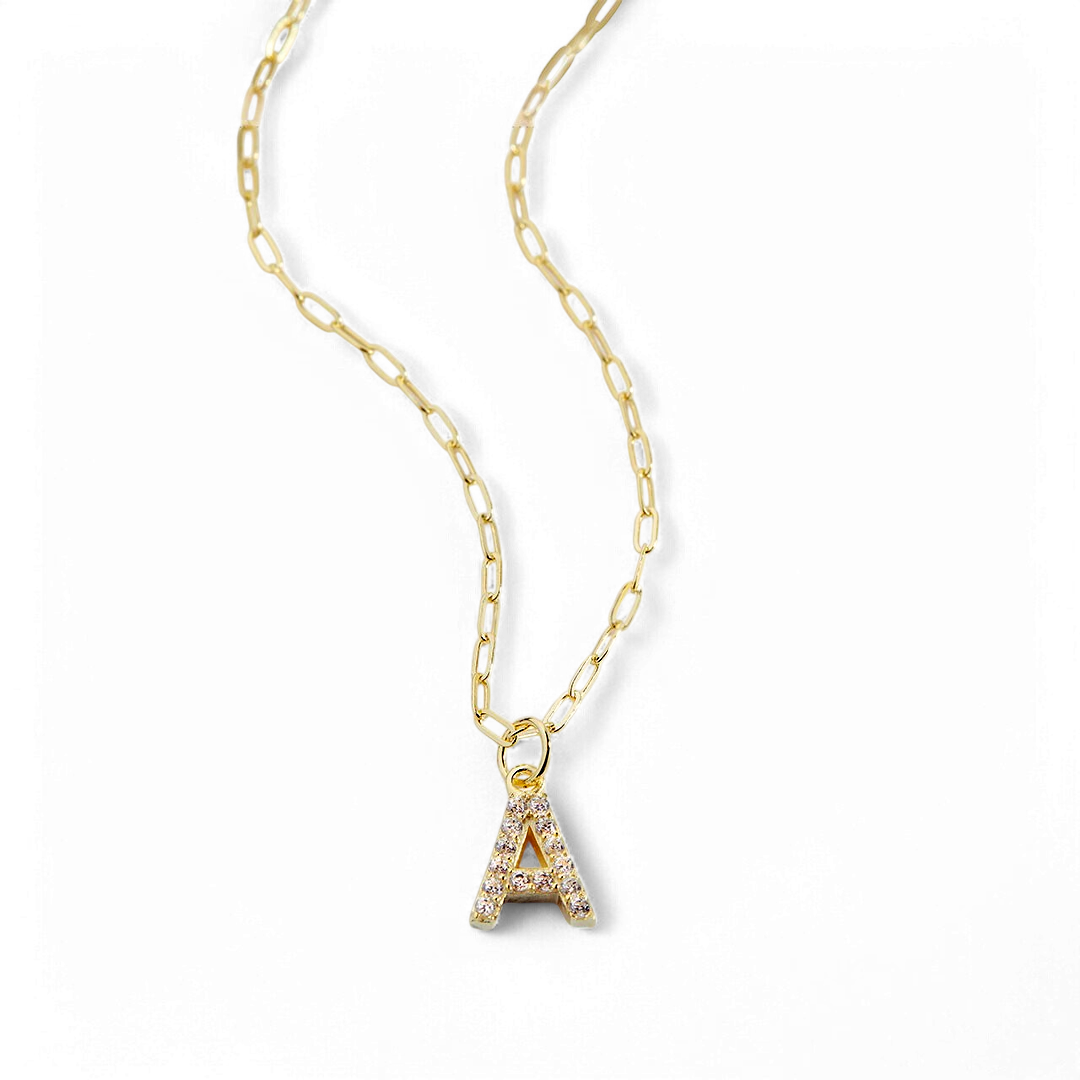 Pavé Uppercase Initial Necklace