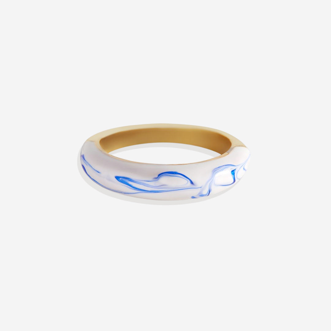 Blue Porcelain Dome Ring