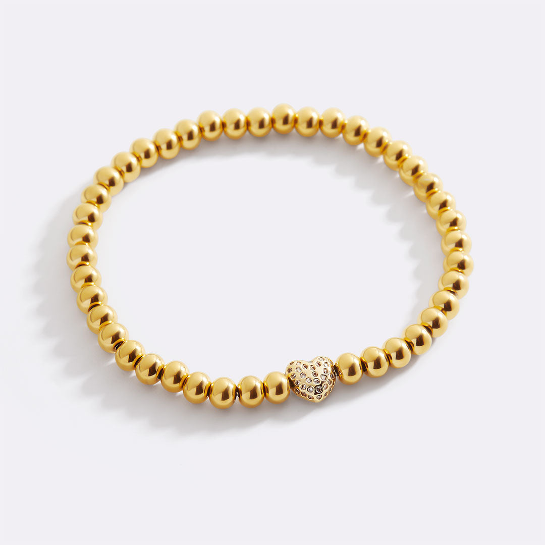 Pave Heart Beaded Bracelet