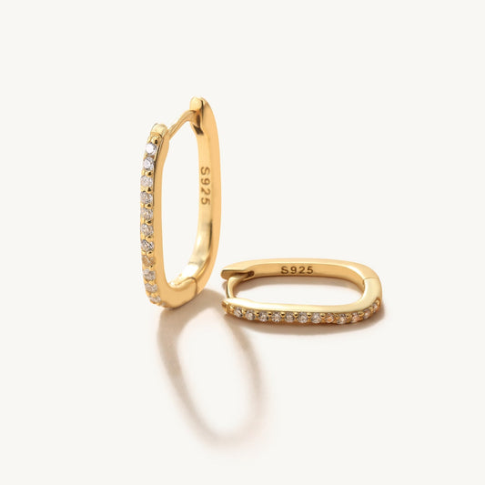 Square Pave Hoop Earrings - Touch Bling