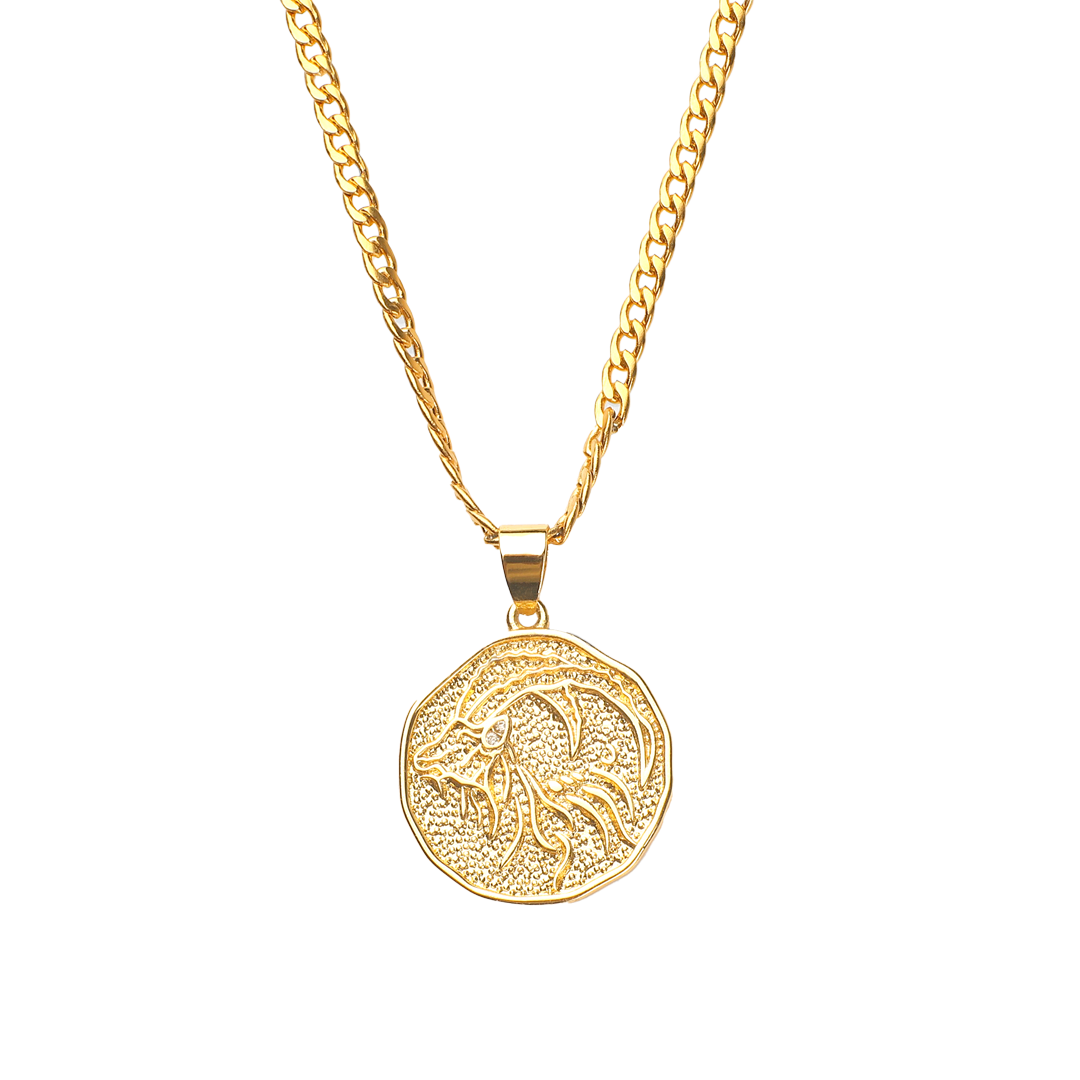 Astrological Sign Coin Pendant Necklace