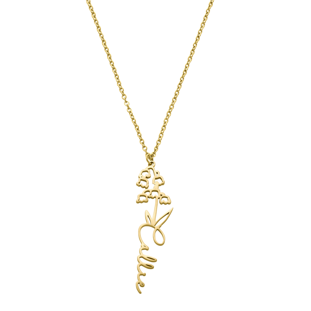 Birth Flower Name Necklace