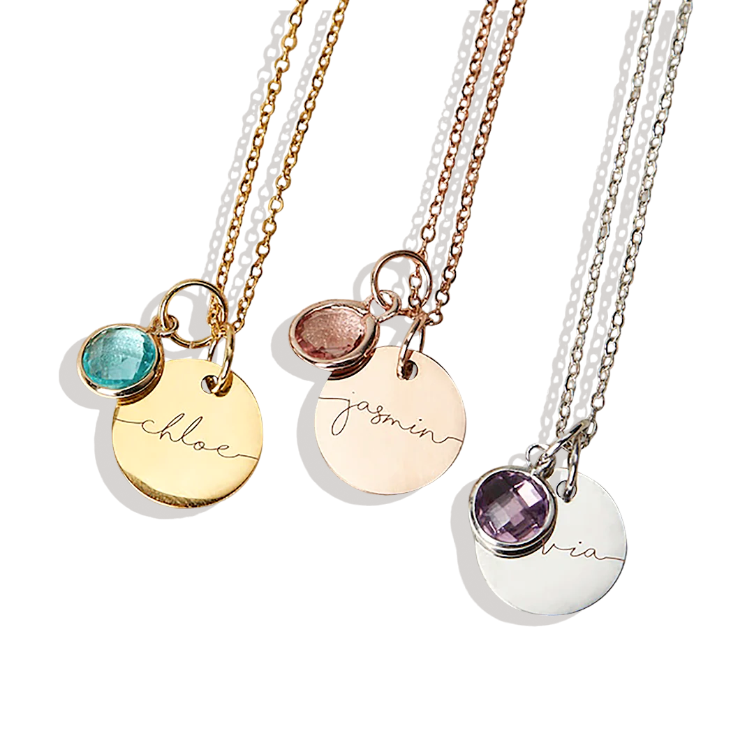 Monogram Script Birthstone Necklace
