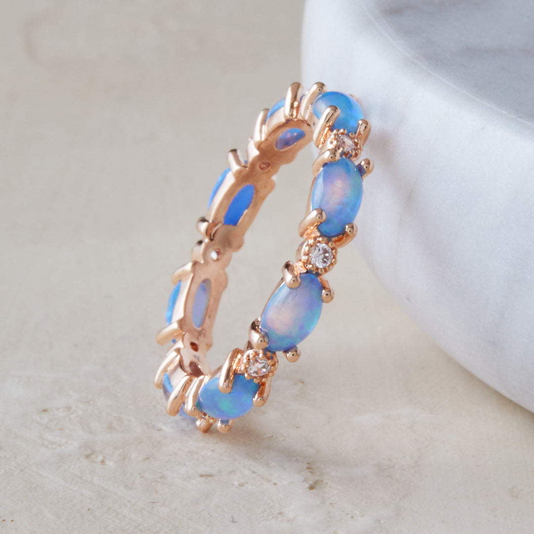 Fire Opal Eternity Band