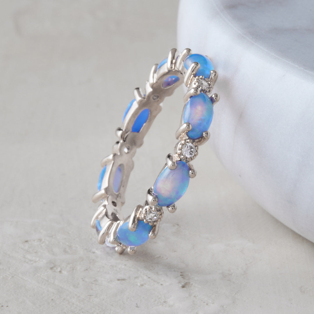 Fire Opal Eternity Band