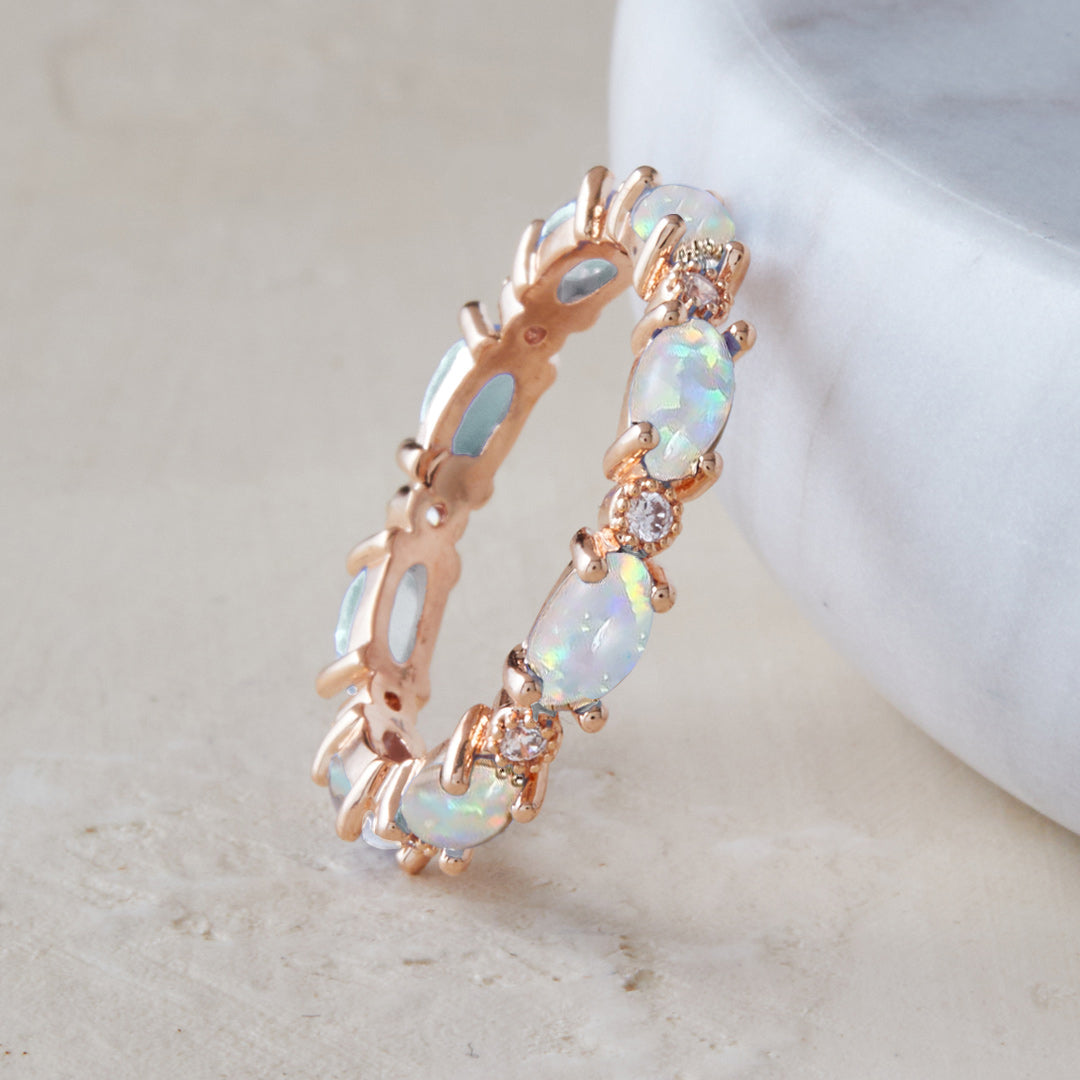 Fire Opal Eternity Band