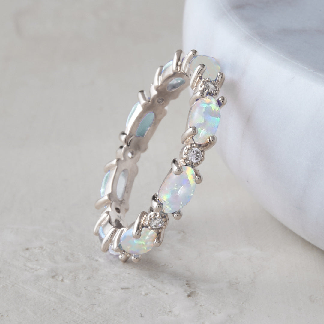 Fire Opal Eternity Band