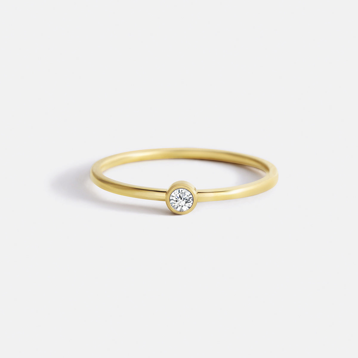 Minimalist Birthstone Stacking Band | Bezel Set Ring