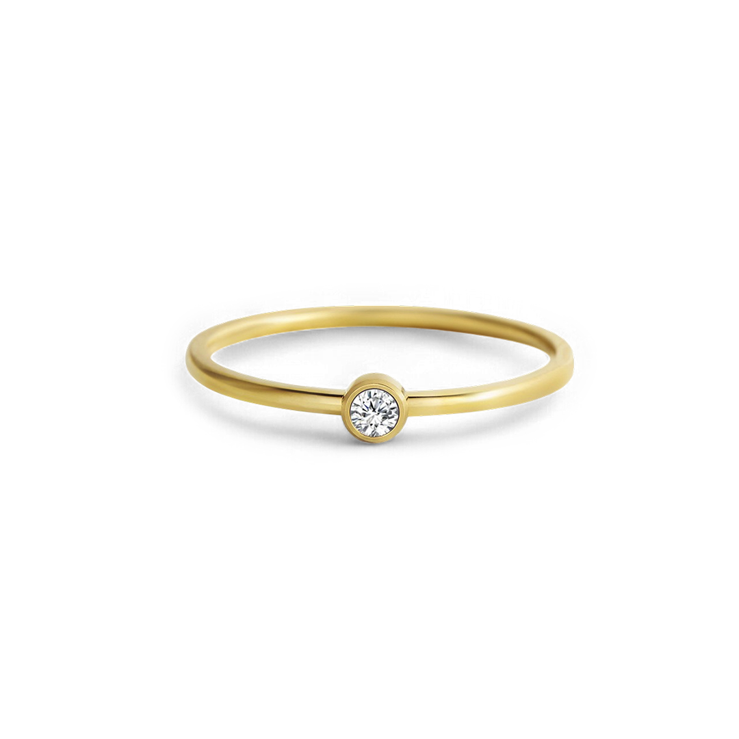 Minimalist Birthstone Stacking Band | Bezel Set Ring