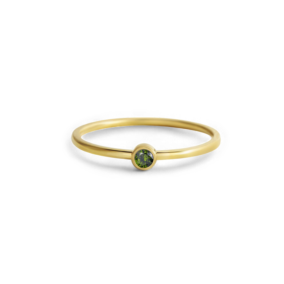 Minimalist Birthstone Stacking Band | Bezel Set Ring