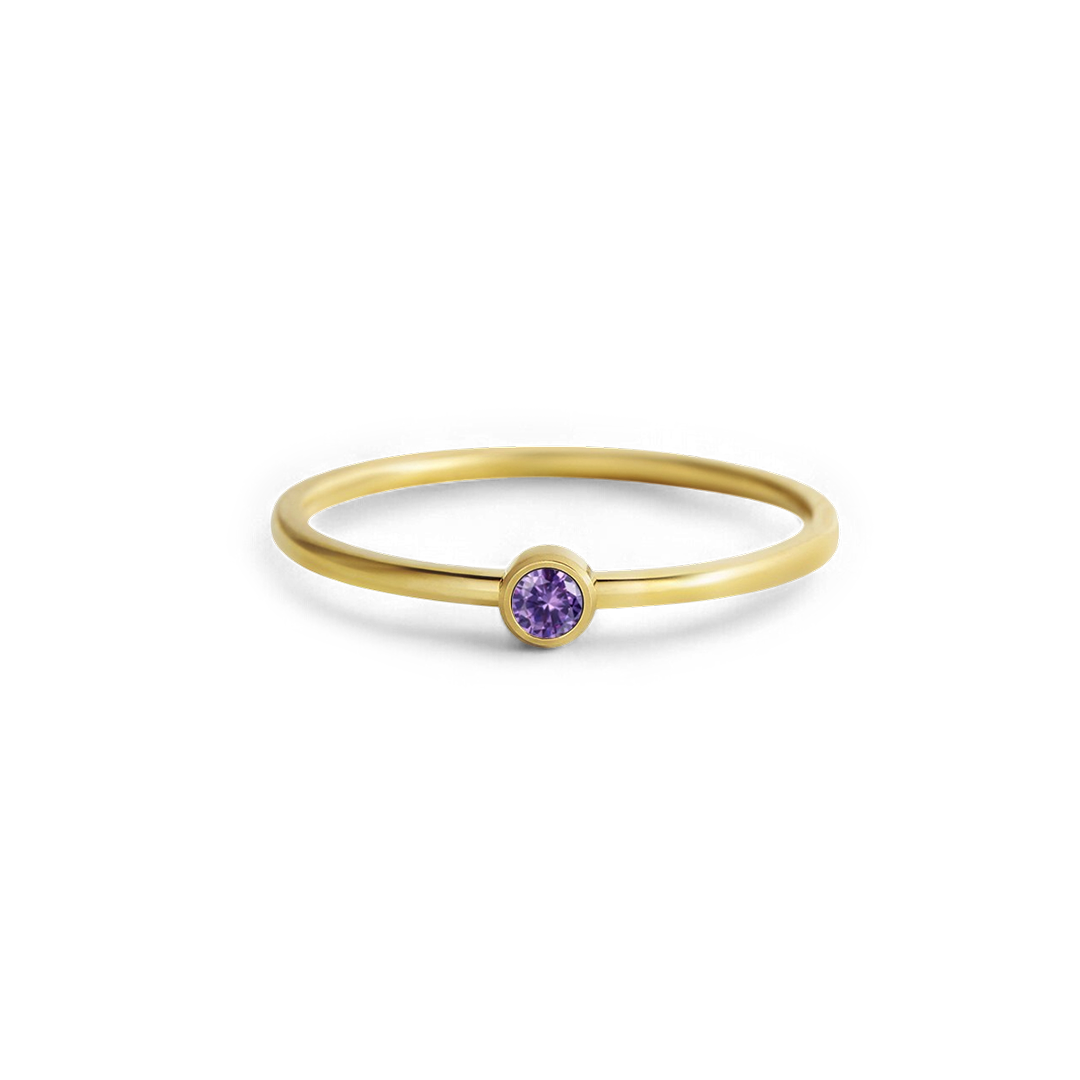Minimalist Birthstone Stacking Band | Bezel Set Ring